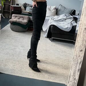 Black glitter woven Altuzarra serge flare pants